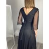 Šaty společenské elegantní třpitivé 3/4 rukáv dámské (S/M/L ONE SIZE) ITALSKá MODA IMS25KRISTA/DR (Velikost S/M/L, Barva Černá)