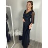 Šaty společenské elegantní třpitivé 3/4 rukáv dámské (S/M/L ONE SIZE) ITALSKá MODA IMS25KRISTA/DR (Velikost S/M/L, Barva Černá)