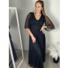 Šaty společenské elegantní třpitivé 3/4 rukáv dámské (S/M/L ONE SIZE) ITALSKá MODA IMS25KRISTA/DR (Velikost S/M/L, Barva Černá)