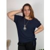 Tunika s přívěskem krátký rukáv dámská nadrozměr (L/XL/2XL ONE SIZE) ITALSKÁ MÓDA IMD23316/DUR (Velikost L/XL/2XL, Barva béžová)