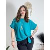 Tunika s přívěskem krátký rukáv dámská nadrozměr (L/XL/2XL ONE SIZE) ITALSKÁ MÓDA IMD23316/DUR (Velikost L/XL/2XL, Barva béžová)