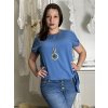 Tunika s přívěskem krátký rukáv dámská nadrozměr (L/XL/2XL ONE SIZE) ITALSKÁ MÓDA IMD23316/DUR (Velikost L/XL/2XL, Barva béžová)