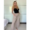 Kalhoty elegantní s páskem dámské (S/M/L ONE SIZE) ITALSKá MóDA IMSM25GIZELE/DU (Velikost S/M/L, Barva béžová)