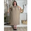 Šaty dlouhé elegantní letní bez rukávu dámské nadrozměr BLANCA (52/54/56 ONE SIZE) ITALSKÁ MÓDA IMC25293/DU (Velikost 52/54/56, Barva hnědá)