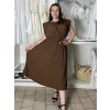 Šaty dlouhé elegantní letní bez rukávu dámské nadrozměr BLANCA (52/54/56 ONE SIZE) ITALSKÁ MÓDA IMC25293/DU (Velikost 52/54/56, Barva hnědá)