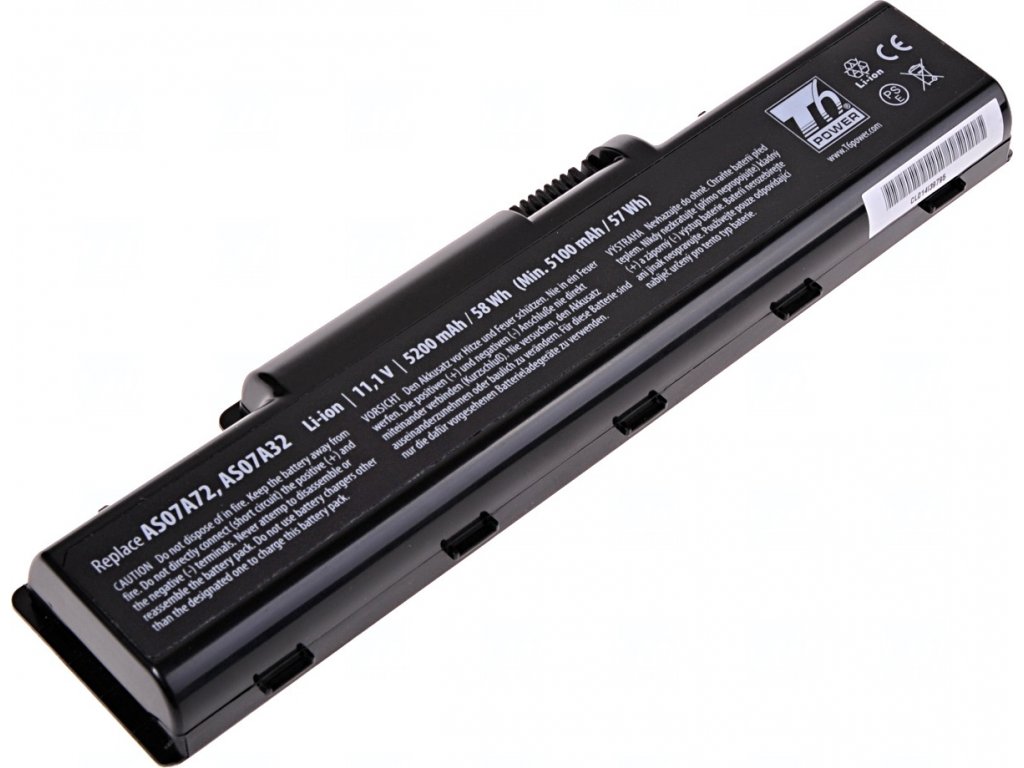 Baterie T6 Power pro Acer Aspire 2930 serie, Li-Ion, 11,1 V, 5200 mAh (58 Wh), černá