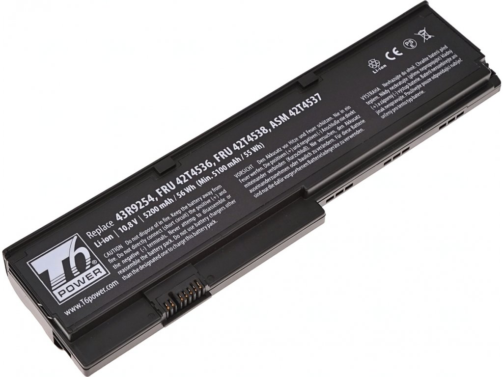 Baterie T6 Power pro Lenovo ThinkPad X200 7454, Li-Ion, 5200 mAh (56 Wh), 10,8 V