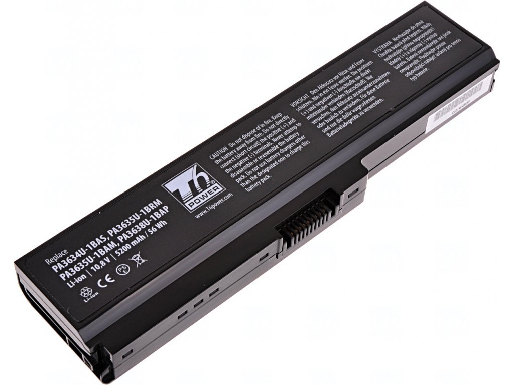 Baterie T6 Power pro Toshiba Satellite C650-1CC, Li-Ion, 10,8 V, 5200 mAh (56 Wh), černá