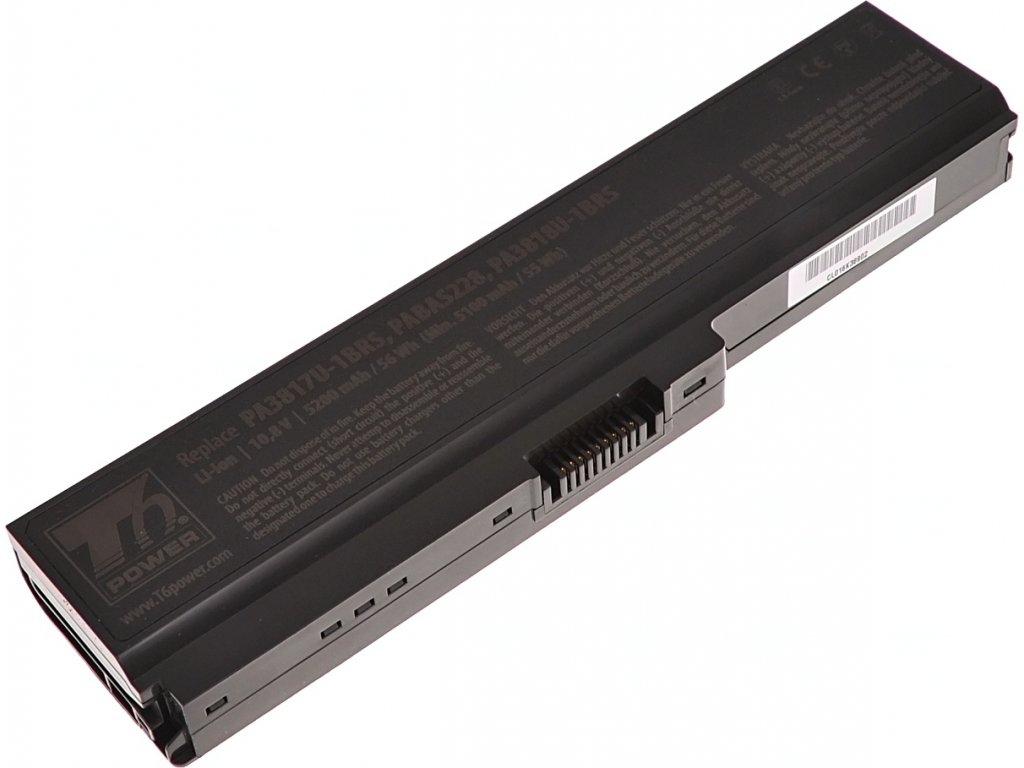 Baterie T6 Power pro notebook Toshiba PA3817U-1BRS, Li-Ion, 10,8 V, 5200 mAh (56 Wh), černá