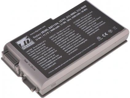 Baterie T6 Power pro Dell Latitude D500 serie, Li-Ion, 11,1 V, 5200 mAh (58 Wh), šedá
