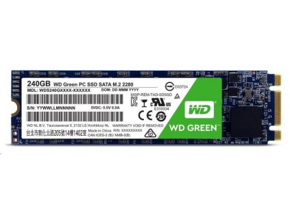 SSD 240GB WD Green M.2 (čtení 540 MB/s, zápis 465 MB/s)