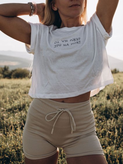 Dámský crop top z BIO bavlny - SERU NA TO, JDU NA HORY