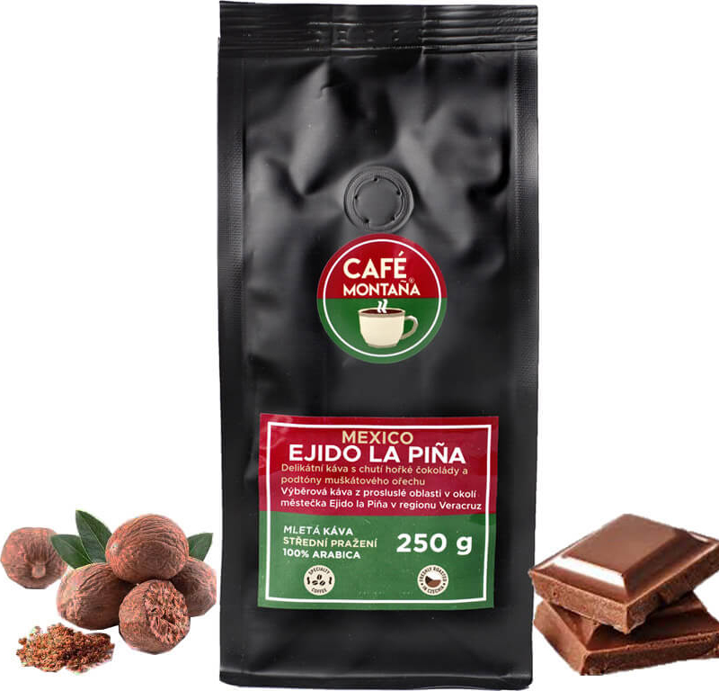 Café Montaña Mexico Ejido la Piña, mletá káva Velikost balení: 250g, Hrubost mletí: French press