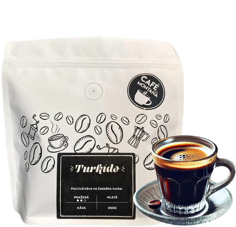 Café Montaña Turkído, mletá káva pro tradičního českého turka, 250 g Hrubost mletí: French press