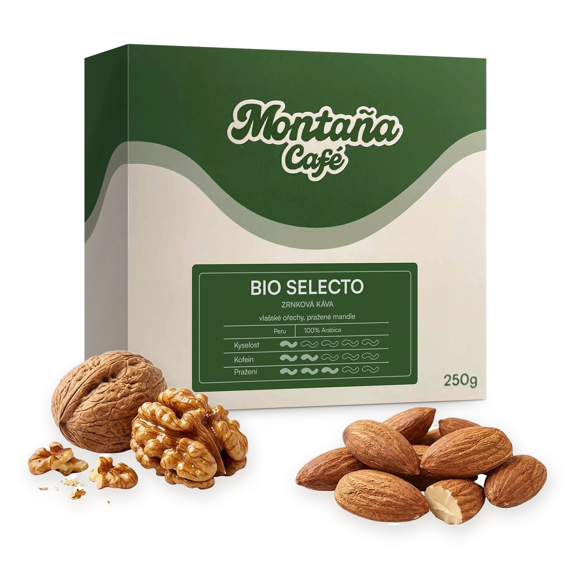 Montaña Café Bio Selecto, mletá bio káva Velikost balení: 250g, Hrubost mletí: French press