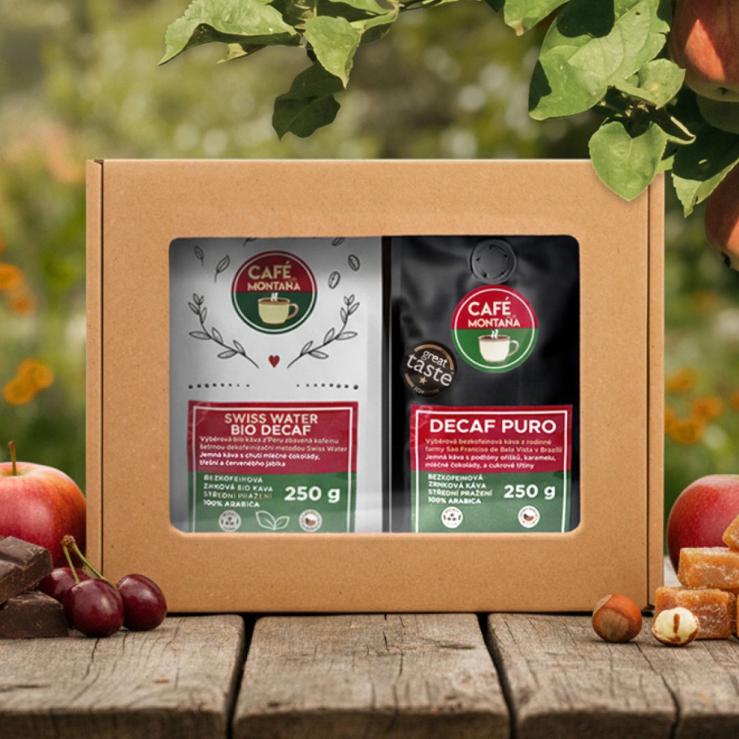 Café Montaña dárková sada bezkofeinových káv, 2× 250 g