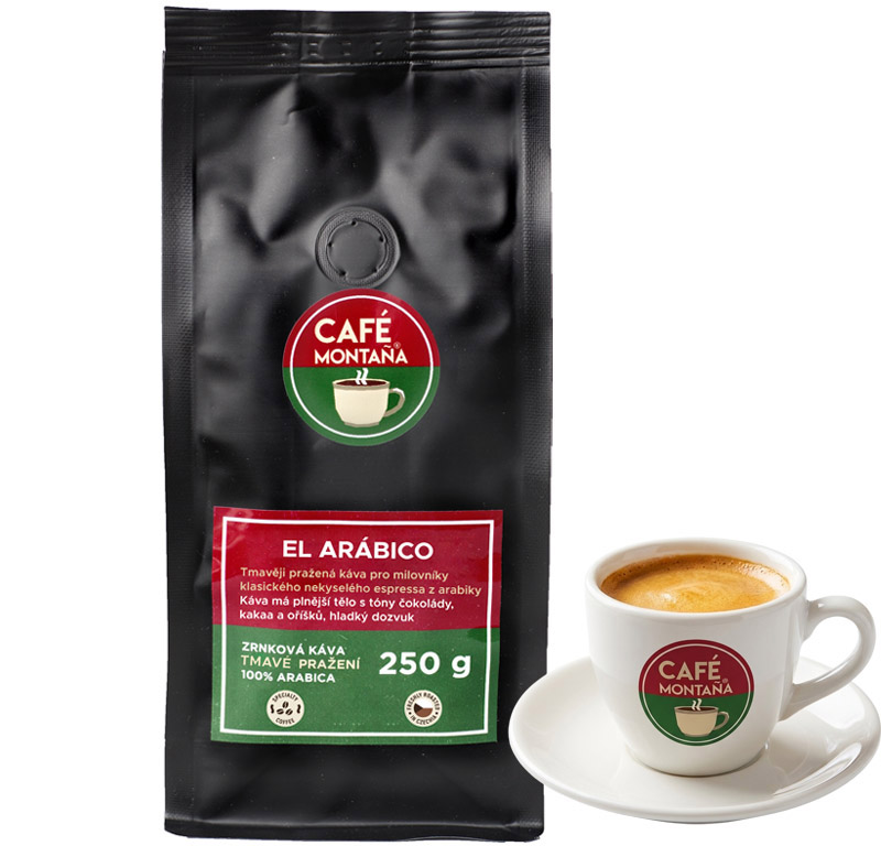 Café Montaña El Arábico, zrnková káva Velikost balení: 1000g