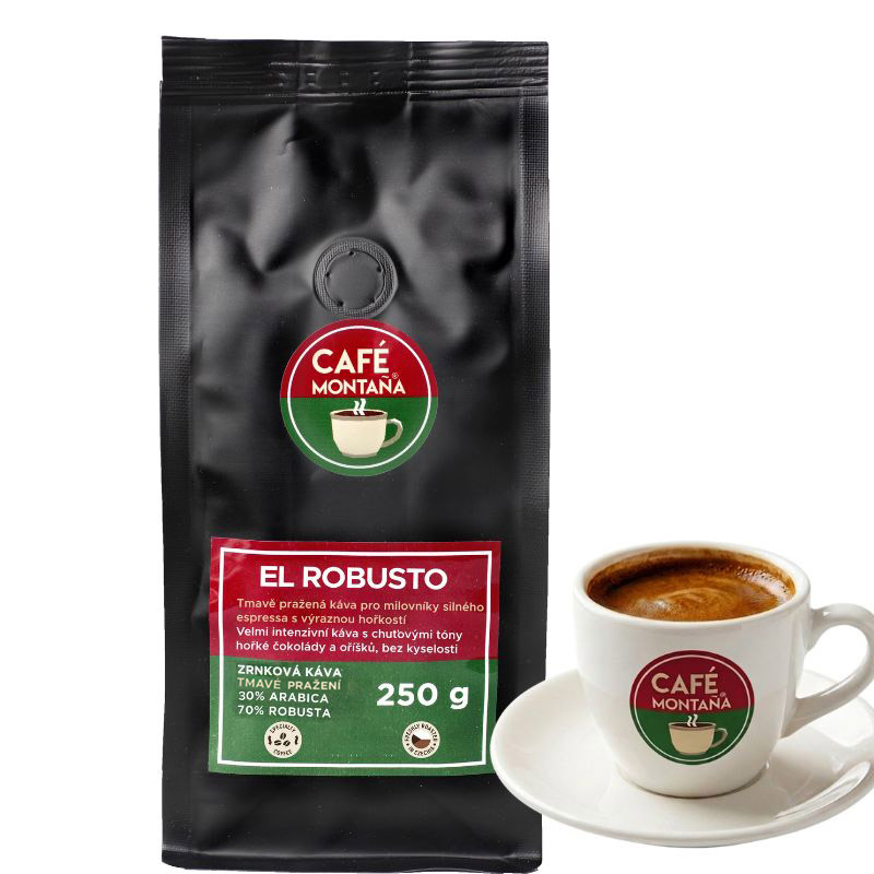Café Montaña El Robusto, zrnková káva Velikost balení: 1000g