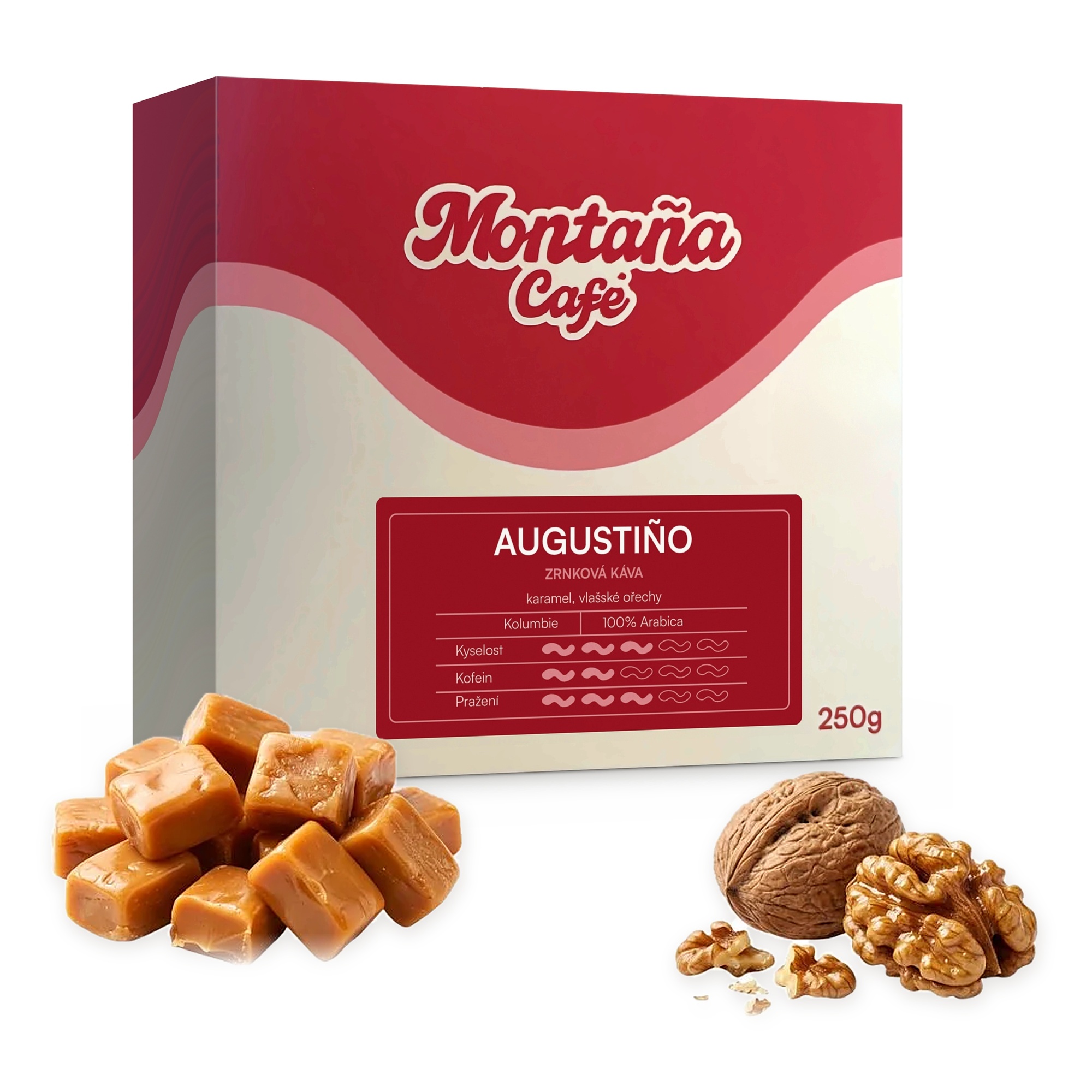 Montaña Café Augustiño, zrnková káva Velikost balení: 250g