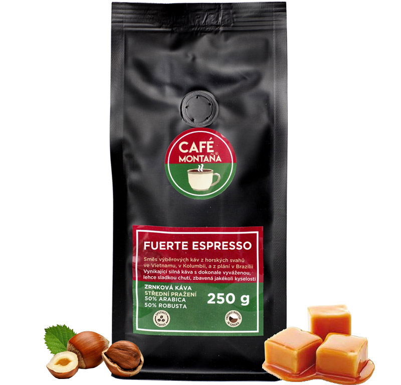Café Montaña Fuerte Espresso, zrnková káva Velikost balení: 250g