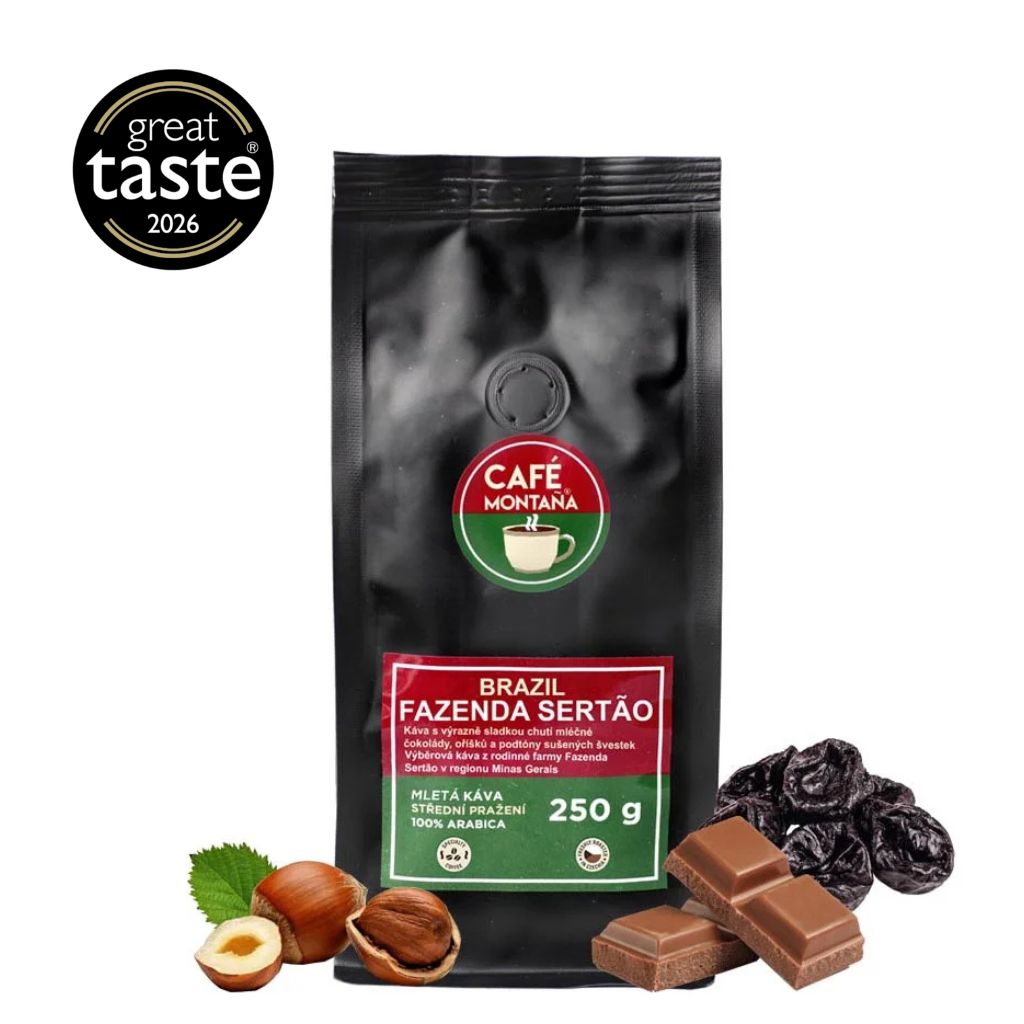 Café Montaña Brazil Fazenda Sertão, mletá káva Velikost balení: 250g, Hrubost mletí: Standardní mletí