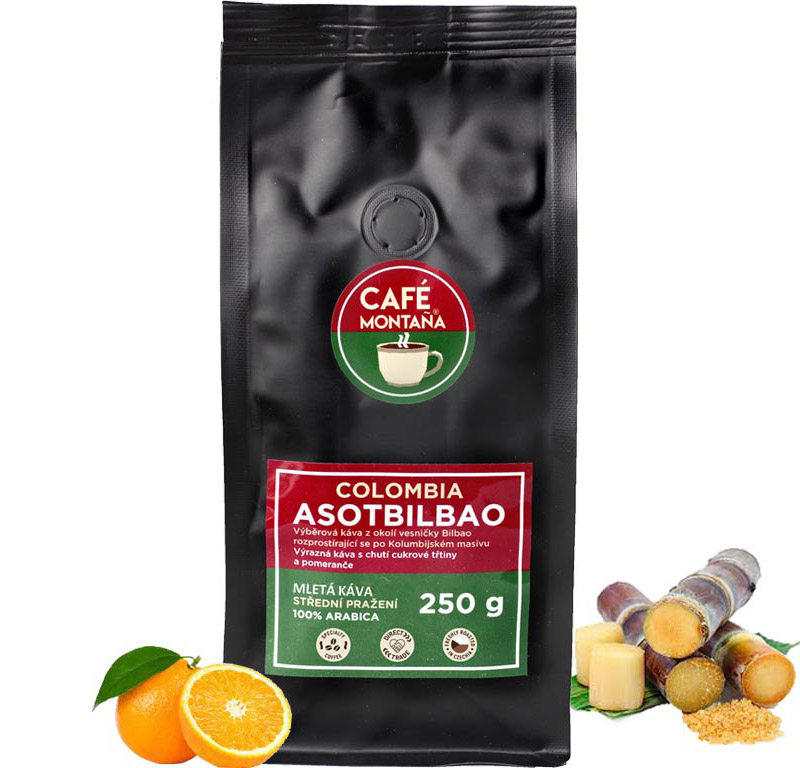 Café Montaña Colombia Asotbilbao, mletá káva Velikost balení: 1000g, Hrubost mletí: French press