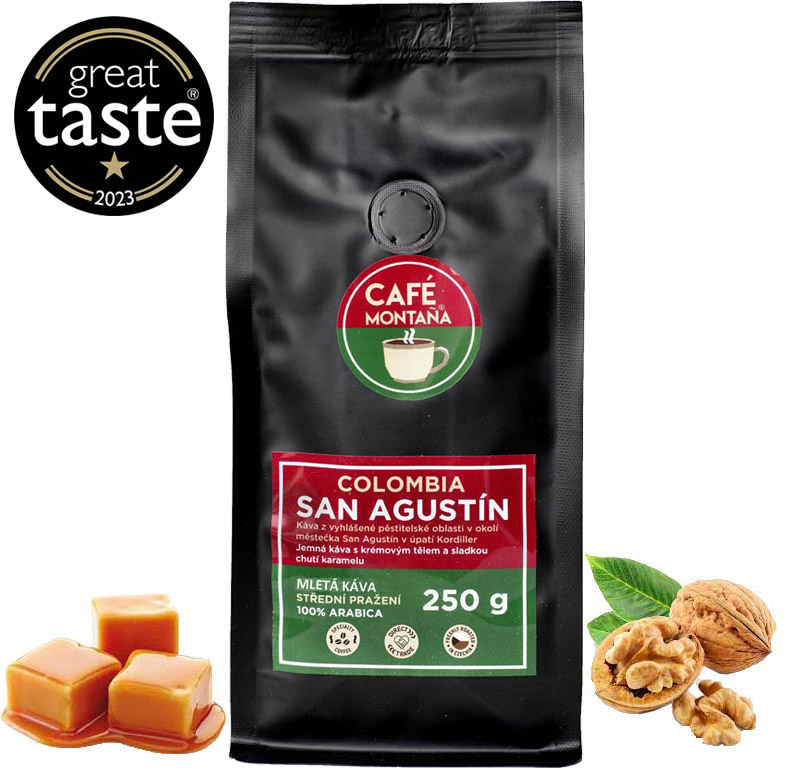 Café Montaña Colombia San Agustín, mletá káva Velikost balení: 250g, Hrubost mletí: French press