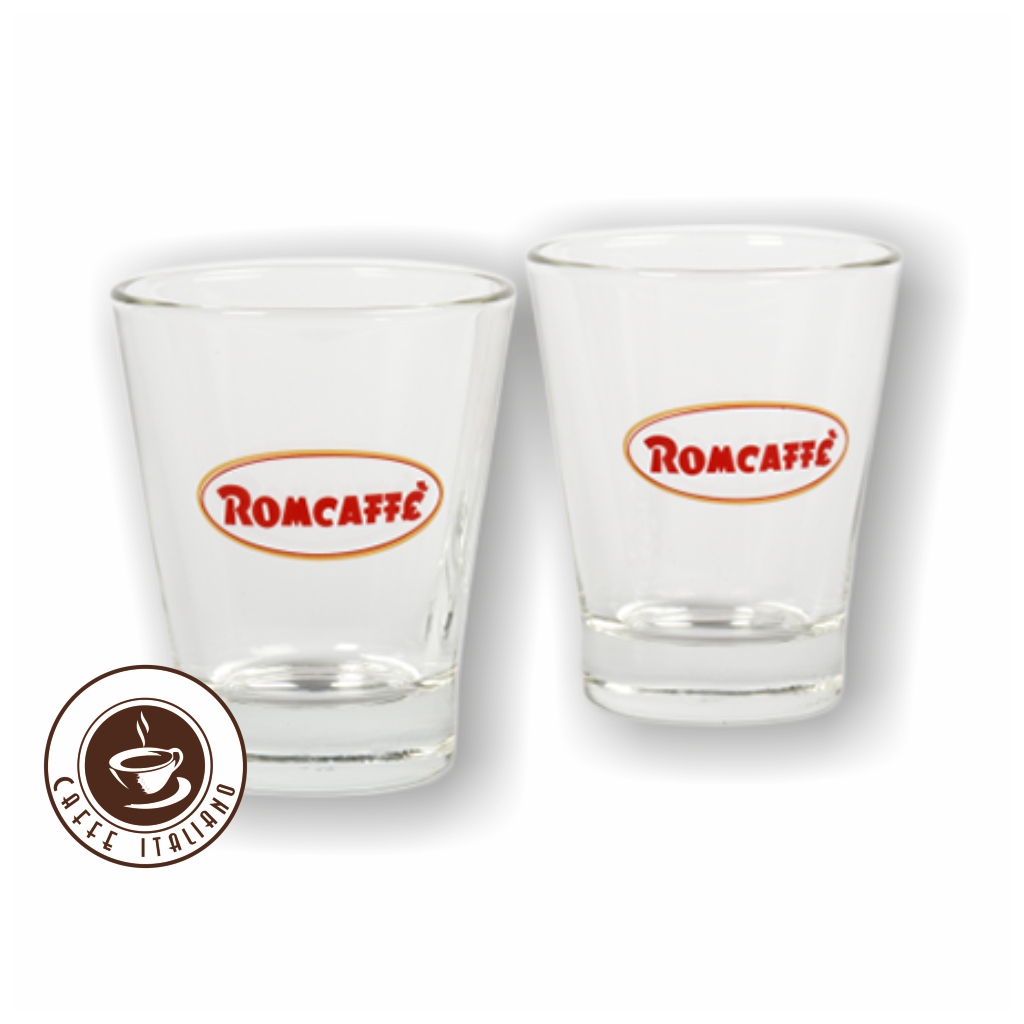Romcaffe poharik sklo maly logo cafeitaliano