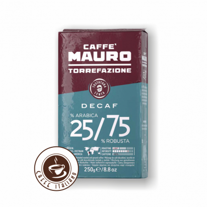 Mauro caffe decaf bezkofeinova 250g 25arabica 75robusta mleta kava logo caffeitaliano