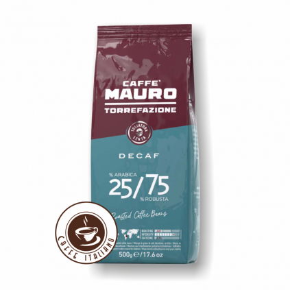 mauro caffe decaf zrnkova kava 500g 25arabica 75robusta logo caffeitaliano