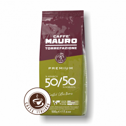 mauro caffe premium zrnkova kava 500g 50arabica 50robusta logo caffeitaliano