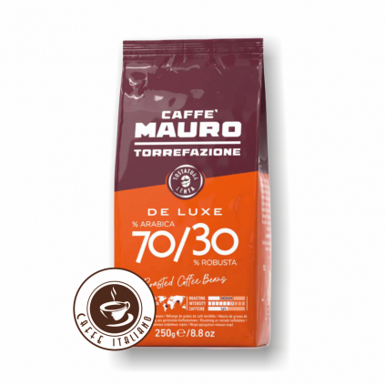 mauro caffe de luxe zrnkova kava 250g 70arabica 30robusta logo caffeitaliano