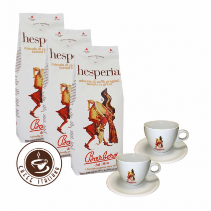 Barbera hesperia 3kg zrnkova kava salka espresso 2ks sada logo caffeitaliano