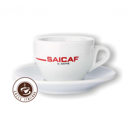 saicaf caffee cappuccino salka 150ml keramika biela logo caffeitaliano