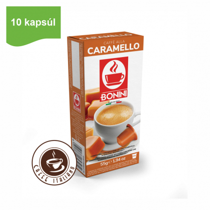bonini caffe karamelova kava kapsule nespresso 10ks 30arabica 70robusta 2,5karamel logo caffeitaliano