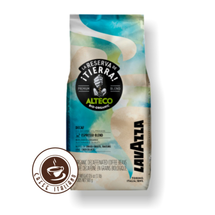 lavazza caffe la reserva de tierra alteco dek zrnkova kava bezkofeinova kava 500g 60arabica 40robusta logo caffeitaliano