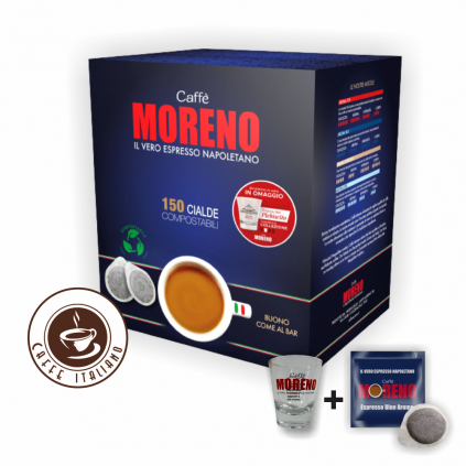 caffe moreno aroma blu 50arabica 50robusta ese pody 150ks box pod poharik logo caffeitaliano