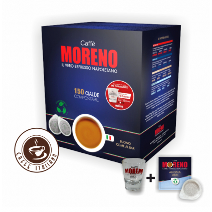 caffe moreno aroma DEK 80arabica 20robusta ese pody 150ks logo caffeitaliano