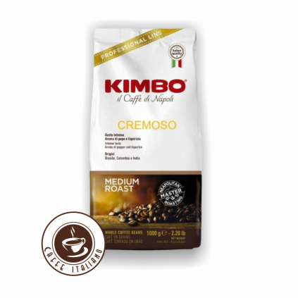Kimbo caffe cremoso zrnkova kava arabica robusta logo caffeitaliano