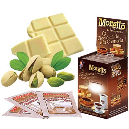Horúca čokoláda biela s pistáciami Moretto