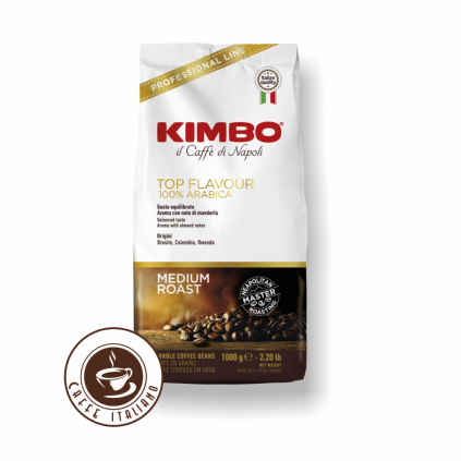 kimbo top flavour 1kg zrnkova kava 100arabica logo caffeitaliano