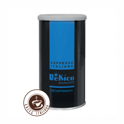 Rekico caffe mleta kava 250g bezkofeinova 100arabica doza plechovka logo caffeitaliano