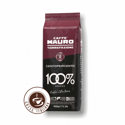 mauro caffe centopercento zrnkova kava 100arabica 1kg logo caffeitaliano