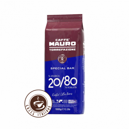 mauro caffe special bar 20arabica 80robusta zrnkova kava 1kg 20arabica 80robusta logo caffeitaliano