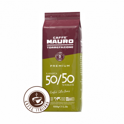 mauro caffe premium zrnkova kava 1kg 50arabica 50robusta logo caffeitaliano 1000g