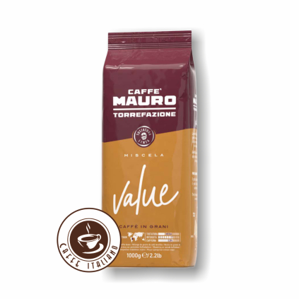 mauro caffe value zrnkova kava 1kg 15arabica 85robusta logo caffeitaliano