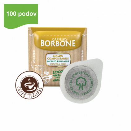 caffe borbone ORO ESE pody 100ks dm44 arabica kompostovatelne logo caffeitaliana