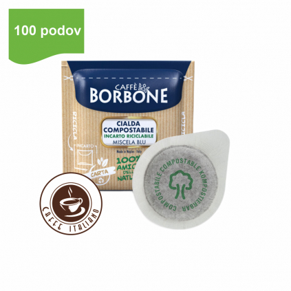 caffe borbone miscela BLU ESE pody 100ks dm44 arabica robusta kompostovatelne logo caffeitaliano
