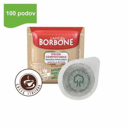 caffe borbone ROSSA ESE pody 100ks dm44 robusta kompostovatelne logo caffeitaliano