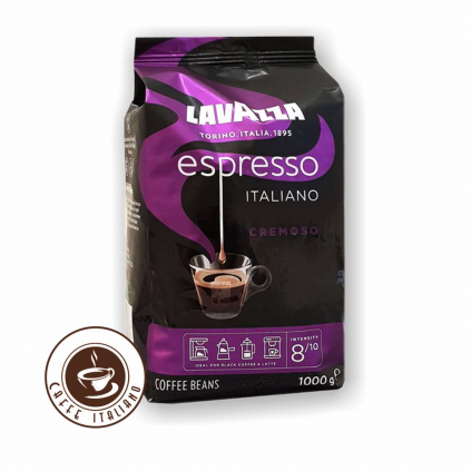 lavazza espresso cremoso 1kg zrnkova kava robusta30 arabica70 logo caffeitaliano